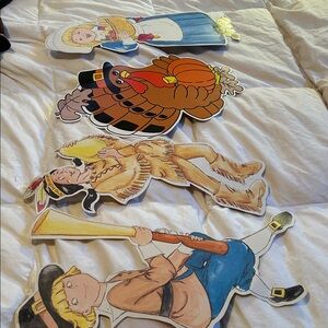 Kids Pilgrim Costume Set of 4 - Blue and Brown vintage